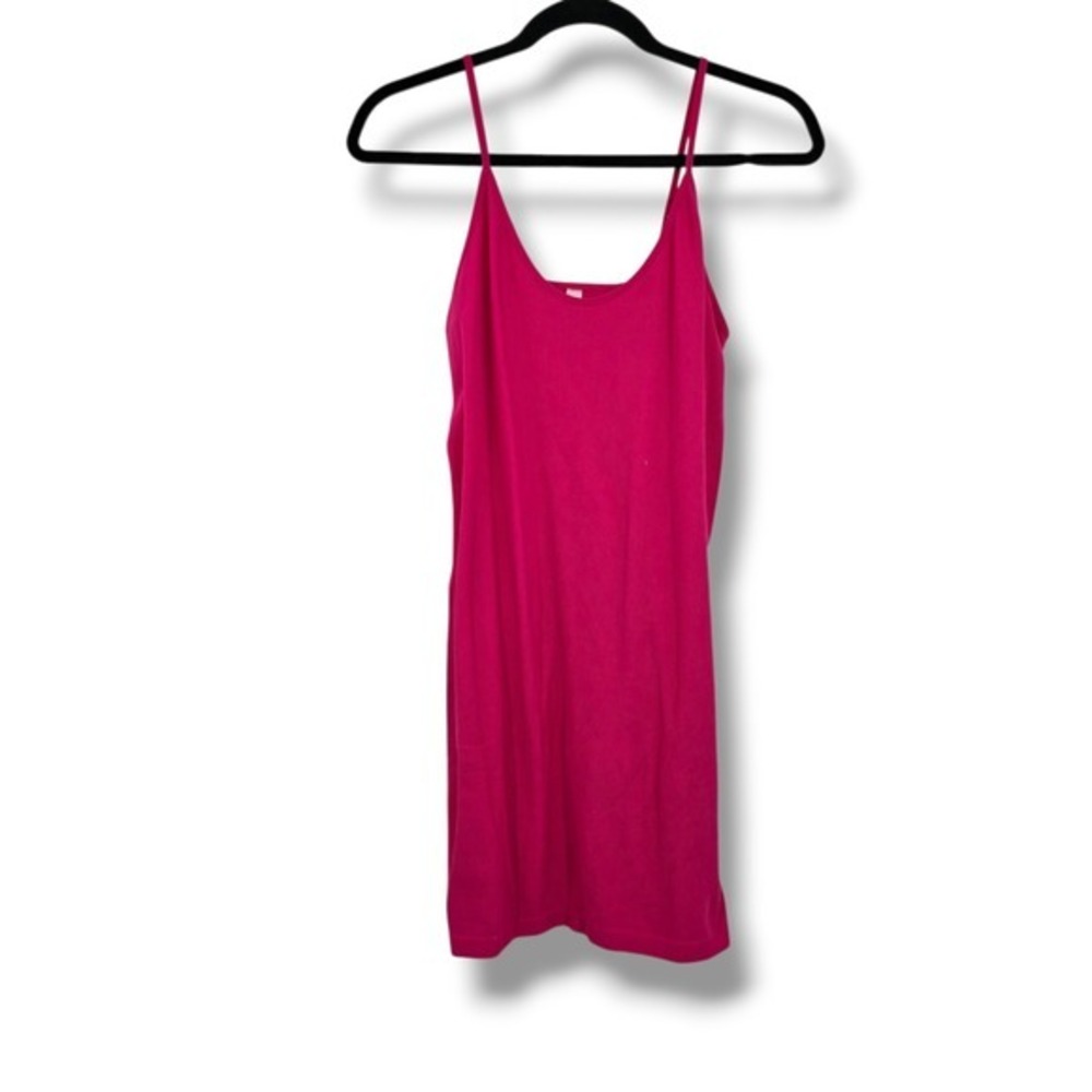 Hot Pink Ribbed Spaghetti Strap Mini Dress Sleeveless Casual Size 2XL Stretchy